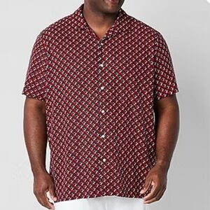Shaquille O'Neal Men's Size 4XLT Top Shirt Short Sleeve Linen Blend Button Down